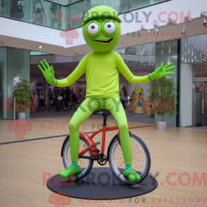 Limegrøn Unicyclist maskot...