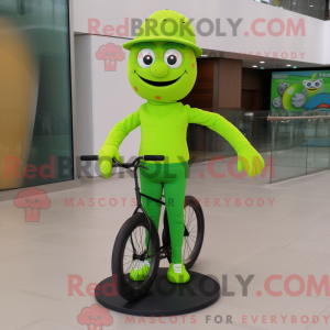 Limegrøn Unicyclist maskot...