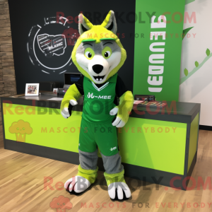 Lime Green Say Wolf maskot...
