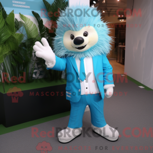 Cyan Piggsvin maskot...
