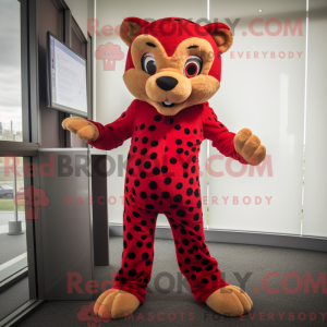 Red Cheetah mascot costume...