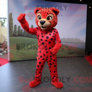 Red Cheetah mascot costume...