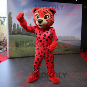 Red Cheetah maskot kostume...