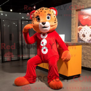 Red Cheetah mascot costume...