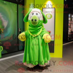 Lime Green Sheep mascot...