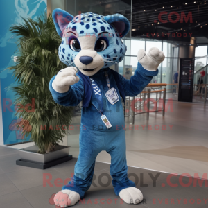 Blue Cheetah mascot costume...