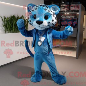 Blue Cheetah mascot costume...