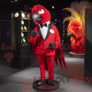 Rød Macaw-maskotdraktfigur...