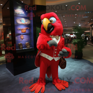 Rød Macaw maskot kostume...