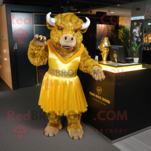 Gold Bison maskot drakt...