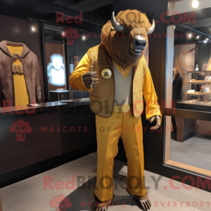 Guld Bison maskot kostume...