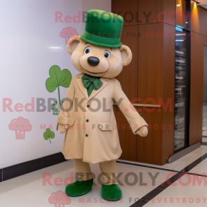 Tan Four Leaf Clover maskot...