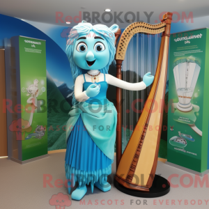Cyan Celtic Harpe maskot...