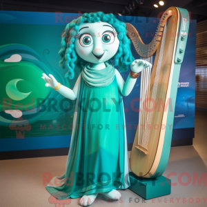 Cyan Celtic Harp mascot...