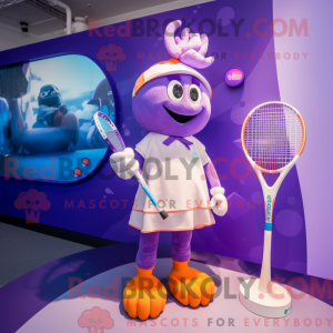 Purple Tennis Racket mascot...