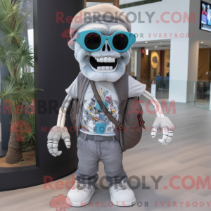 Gray Skull mascot costume...