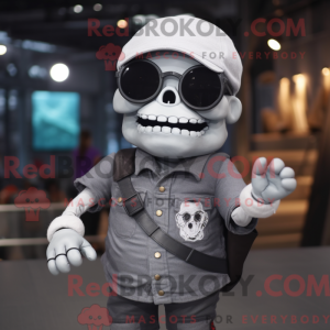 Gray Skull mascot costume...
