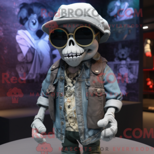 Gray Skull mascot costume...