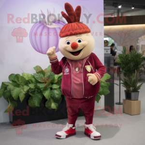 nan Beet mascot costume character dressed with a Corduroy Pants and Bracelet watches