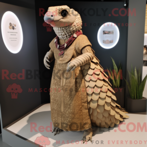 Tan Pangolin mascot costume...
