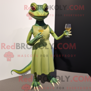 Olive Lizard maskot kostume...