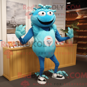 Cyan Crab Cakes Maskottchen...