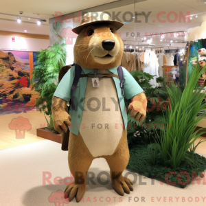 Beige Capybara mascot...
