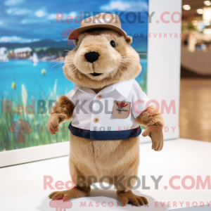 Beige Capybara mascot...