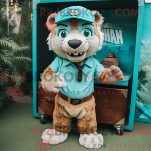 Turquoise Smilodon mascot...