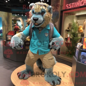 Turquoise Smilodon mascot...
