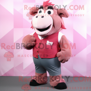 Rosa bison-maskotdraktfigur...