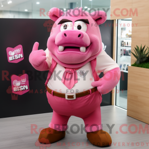 Pink Bison maskot kostume...