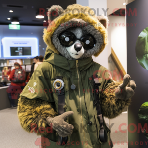 Olive Lemur mascot costume...