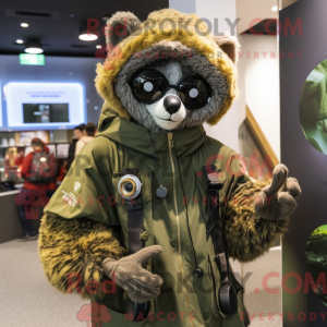 Olive Lemur maskot kostume...