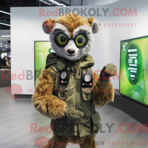 Olive Lemur maskot drakt...
