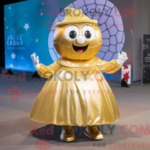 Guld fodbold maskot kostume...