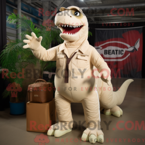 Cream T Rex maskot kostume...