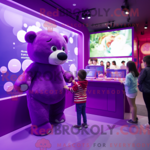 Purple Bear maskot kostume...