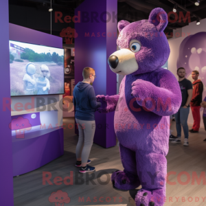 Purple Bear mascot costume...