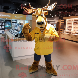 Gold Moose mascot costume...