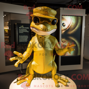 Gold Geckos mascot costume...