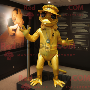 Gold Geckos mascot costume...