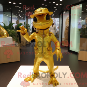 Gold Geckos mascot costume...