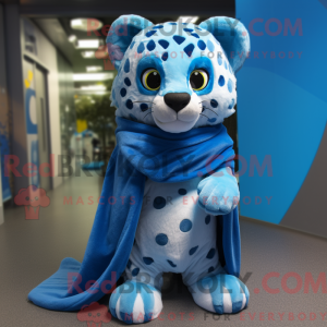 Blue Cheetah maskot kostume...