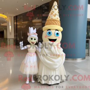 Cream Ice Cream Cone maskot...