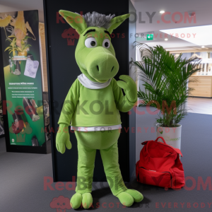 Green Donkey mascot costume...