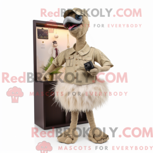 Beige struds maskot kostume...