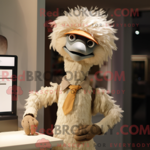 Beige strutsmaskotkostyme...
