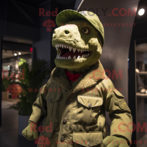 Oliven T Rex maskot kostume...