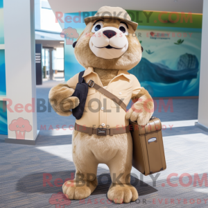 Beige Marmot mascot costume...